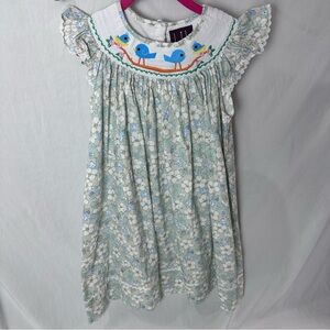 Lil Cactus Girls 5Y Blue Floral Bird Embroidered Long Dress 🌸🩵🐦